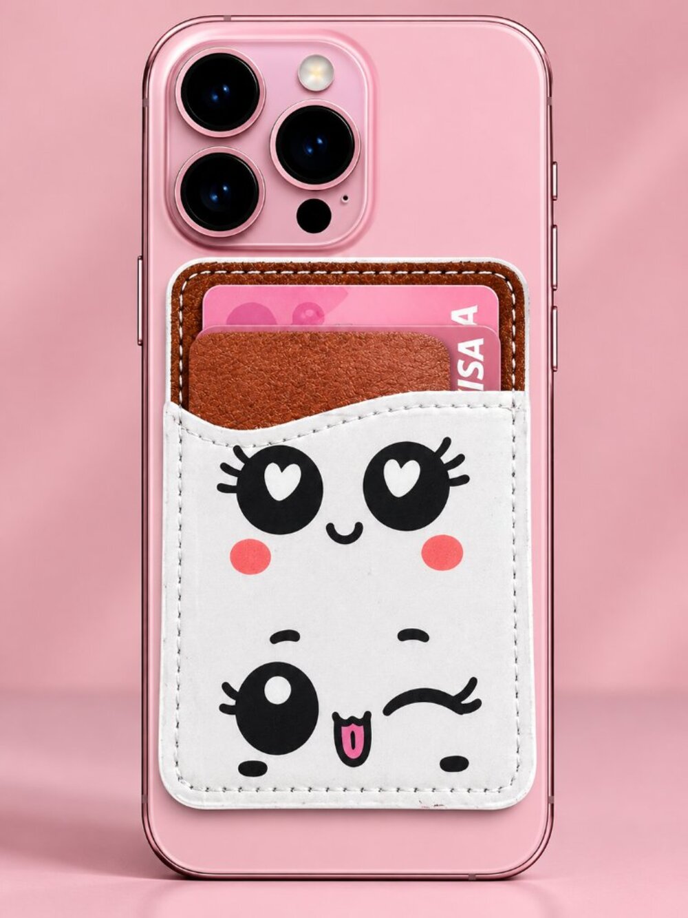 Kawaii Face Phone Card Holder Wallet,
